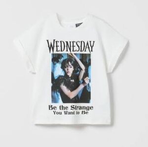 Zara Kids Wednesday Addams "Be The Strange" Dance Graphic T-Shirt Size 13-14